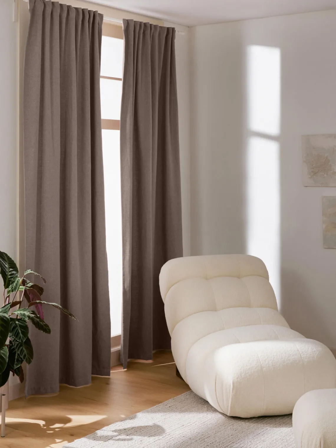 Cortinas Y Visillos|Mantas>Westwing Collection Cortinas opacas con multibanda Jensen, 2 uds. Turrón