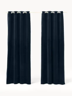 New Cortinas oscurecedoras de terciopelo con ojales Rush, 2 uds. Cortinas Y Visillos|Mantas