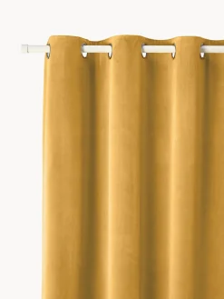 Cortinas Y Visillos|Mantas>Westwing Collection Cortinas oscurecedoras de terciopelo con ojales Rush, 2 uds. Amarillo