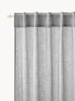 Cortinas Y Visillos|Mantas>Westwing Collection Cortinas semitransparente con cinta de lazo Gardine Ibiza, 2 uds. Gris
