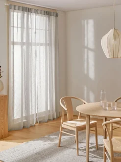 New Cortinas semitransparente con cinta de lazo Gardine Ibiza, 2 uds. Cortinas Y Visillos|Mantas