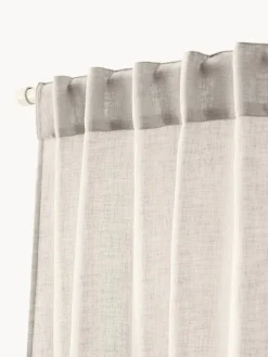 New Cortinas semitransparente con cinta de lazo Gardine Ibiza, 2 uds. Cortinas Y Visillos|Mantas