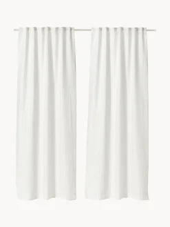 Cortinas Y Visillos|Mantas>Westwing Collection Cortinas semitransparente con cinta de lazo Birch, 2 uds. Blanco