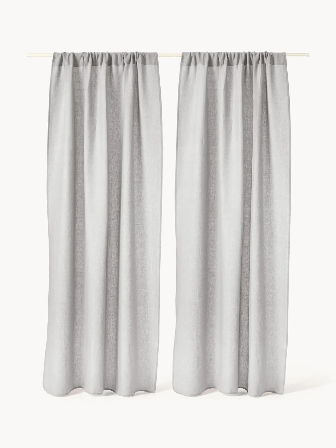 Cortinas Y Visillos|Mantas>Westwing Collection Cortinas semitransparentes con dobladillo Harmony, 2 uds. Gris claro