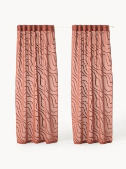 Hot Cortinas semitransparentes con lazos Lidia, 2 uds. Cortinas Y Visillos|Mantas