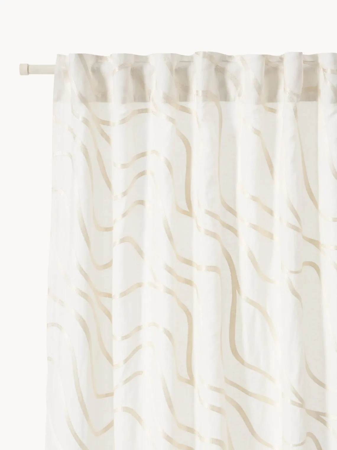 Cortinas Y Visillos|Mantas>Westwing Collection Cortinas semitransparentes con lazos Lidia, 2 uds. Blanco Off White