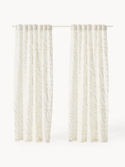 Cortinas Y Visillos|Mantas>Westwing Collection Cortinas semitransparentes con lazos Lidia, 2 uds. Blanco Off White