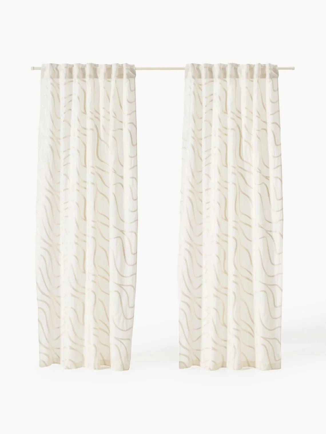 Cortinas Y Visillos|Mantas>Westwing Collection Cortinas semitransparentes con lazos Lidia, 2 uds. Blanco Off White