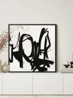 Discount Cuadro en lienzo pintado a mano con marco de madera Playblack Lienzos|Jarrones