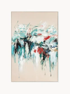 Lienzos|Jarrones>Agave Cuadro en lienzo pintado a mano Hurricane, marco de madera