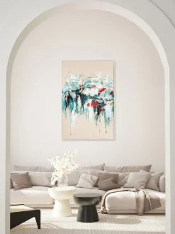 Lienzos|Jarrones>Agave Cuadro en lienzo pintado a mano Hurricane, marco de madera