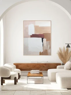 Lienzos|Jarrones>Agave Cuadro en lienzo pintado a mano Desert Echo, marco de madera