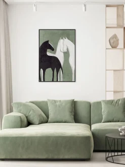 Lienzos|Jarrones>Agave Cuadro en lienzo pintado a mano Contrast, marco de madera