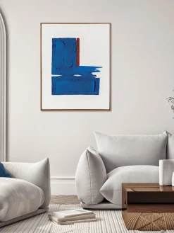 Best Cuadro en lienzo pintado a mano Snorkel Blue, marco de madera Lienzos|Jarrones