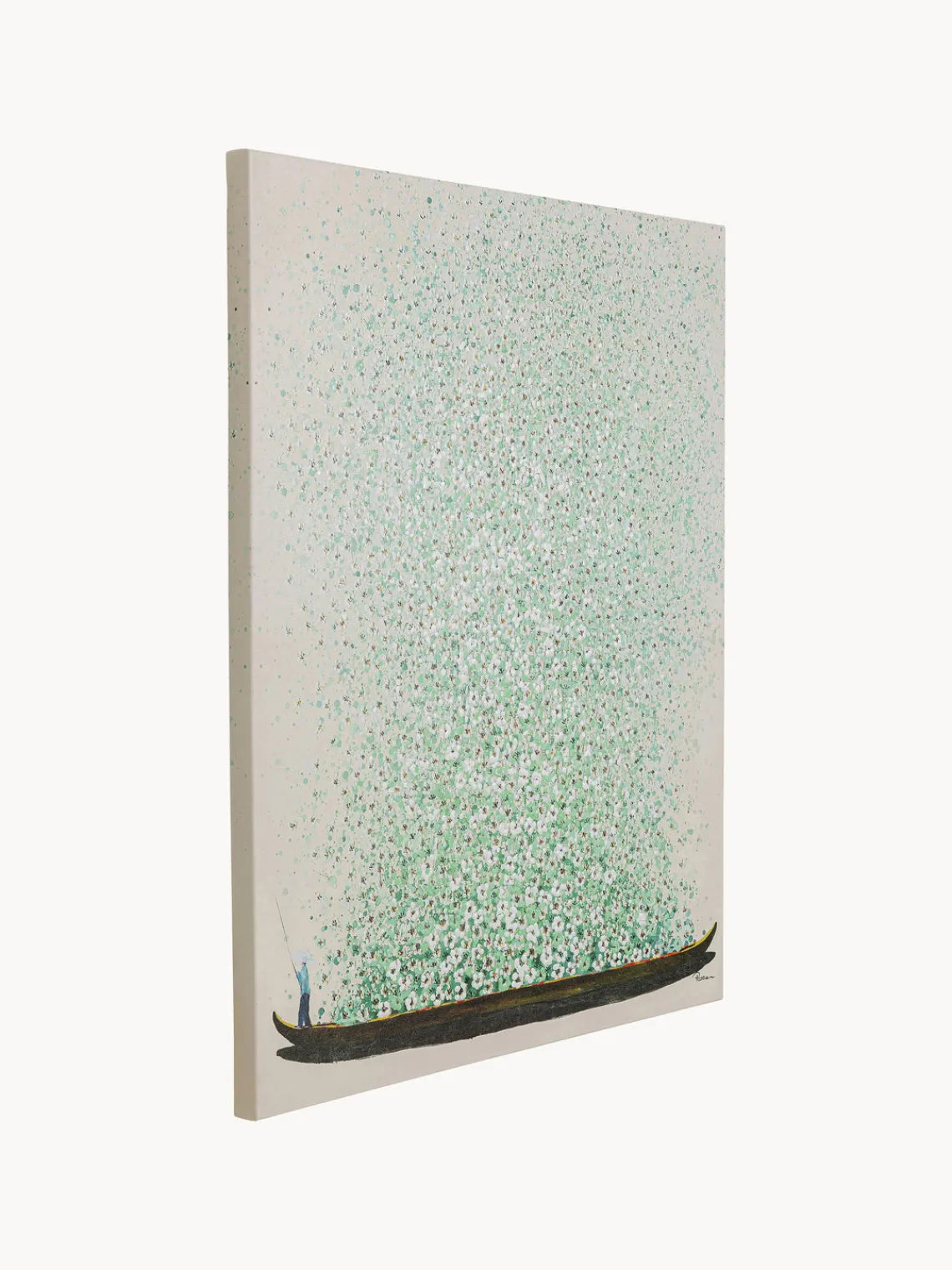 New Cuadro pintado a mano Flower Boat Lienzos|Jarrones