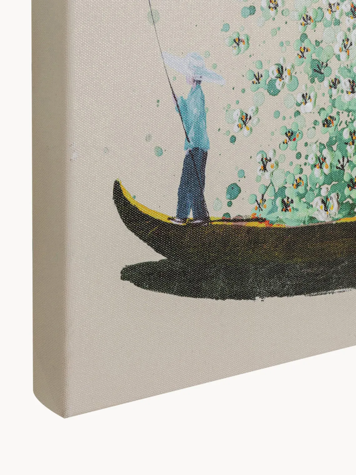 New Cuadro pintado a mano Flower Boat Lienzos|Jarrones