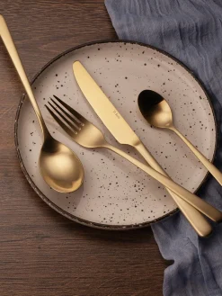 Clearance Cubertería cepillada mate Anemone, 4 comensales (16 pzas.) Juego De Cubiertos|Vajillas Completas