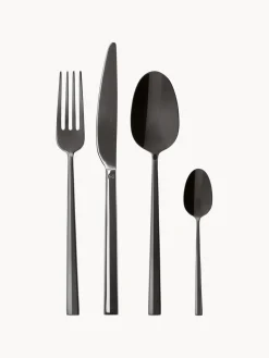 Juego De Cubiertos|Vajillas Completas>Sambonet Cubertería de acero inoxidable Rock, tamaños diferentes Negro