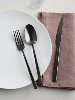 Juego De Cubiertos|Vajillas Completas></noscript>Sambonet Cubertería de acero inoxidable Rock, tamaños diferentes Negro