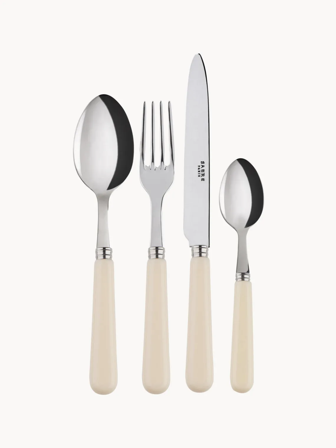Juego De Cubiertos|Vajillas Completas>Sabre Paris Cubertería de acero inoxidable Pop, tamaños diferentes Blanco crema, plateado