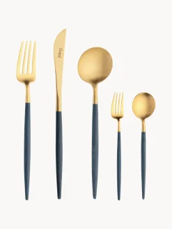 Juego De Cubiertos|Vajillas Completas>Cutipol Cubiertos artesanal Goa, tamaños diferentes Gris azulado, dorado