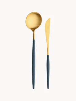 Juego De Cubiertos|Vajillas Completas>Cutipol Cubiertos artesanal Goa, tamaños diferentes Gris azulado, dorado