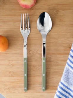 Juego De Cubiertos|Vajillas Completas>Sabre Paris Cubiertos para ensalada de acero inoxidable Bistrot Verde salvia, plateado
