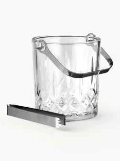 Accesorios De Bar|Vajillas Completas>Aida Cubitera pequeña con relieve de cristal y pinzas Harvey
