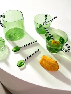 Cubiertos Individuales|Juego De Cubiertos>&k Amsterdam Cuchara de vidrio artesanal de vidrio borosilicato Duet, 4 uds. Verde, negro, blanco