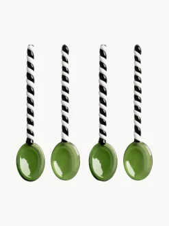 Cubiertos Individuales|Juego De Cubiertos></noscript>&k Amsterdam Cuchara de vidrio artesanal de vidrio borosilicato Duet, 4 uds. Verde, negro, blanco