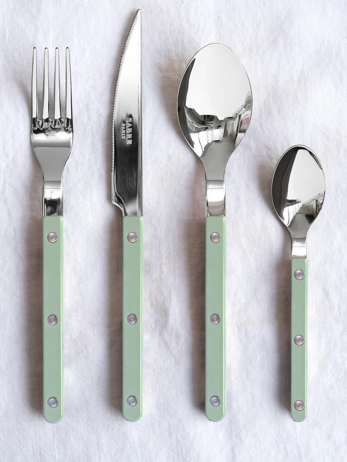 Cubiertos Individuales|Juego De Cubiertos>Sabre Paris Cucharita de acero inoxidable Bistrot Verde salvia, plateado