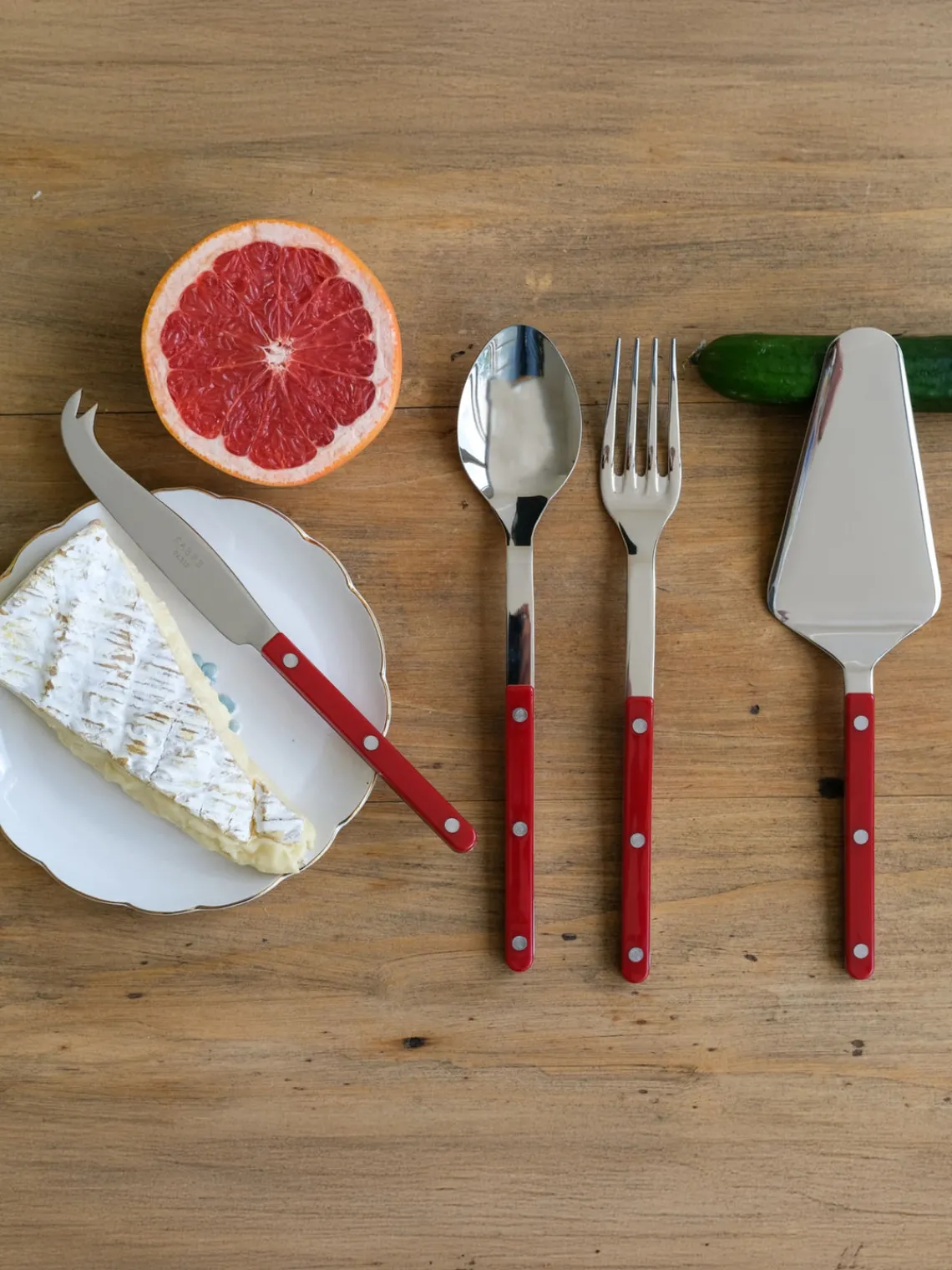 Cuchillos De Cocina Y Bloques|Cuchillos De Queso>Sabre Paris Cuchillo de queso de acero inoxidable Bistrot Rojo, plateado