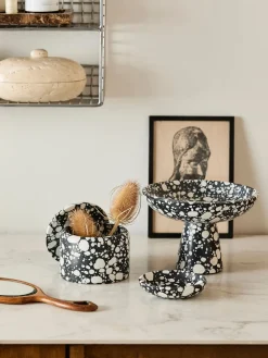 Hot Cuenco con pie Nusa - negro/blanco Cuencos Decorativos|Jarrones