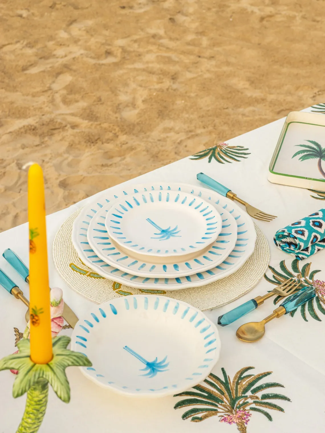 Cuencos Y Platos De Servir|Vajillas Completas>Les Ottomans Cuenco de servir pintado a mano The Palms