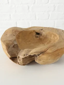 Clearance Cuenco decorativo grande de madera de teca Unikat Cuencos Decorativos|Jarrones