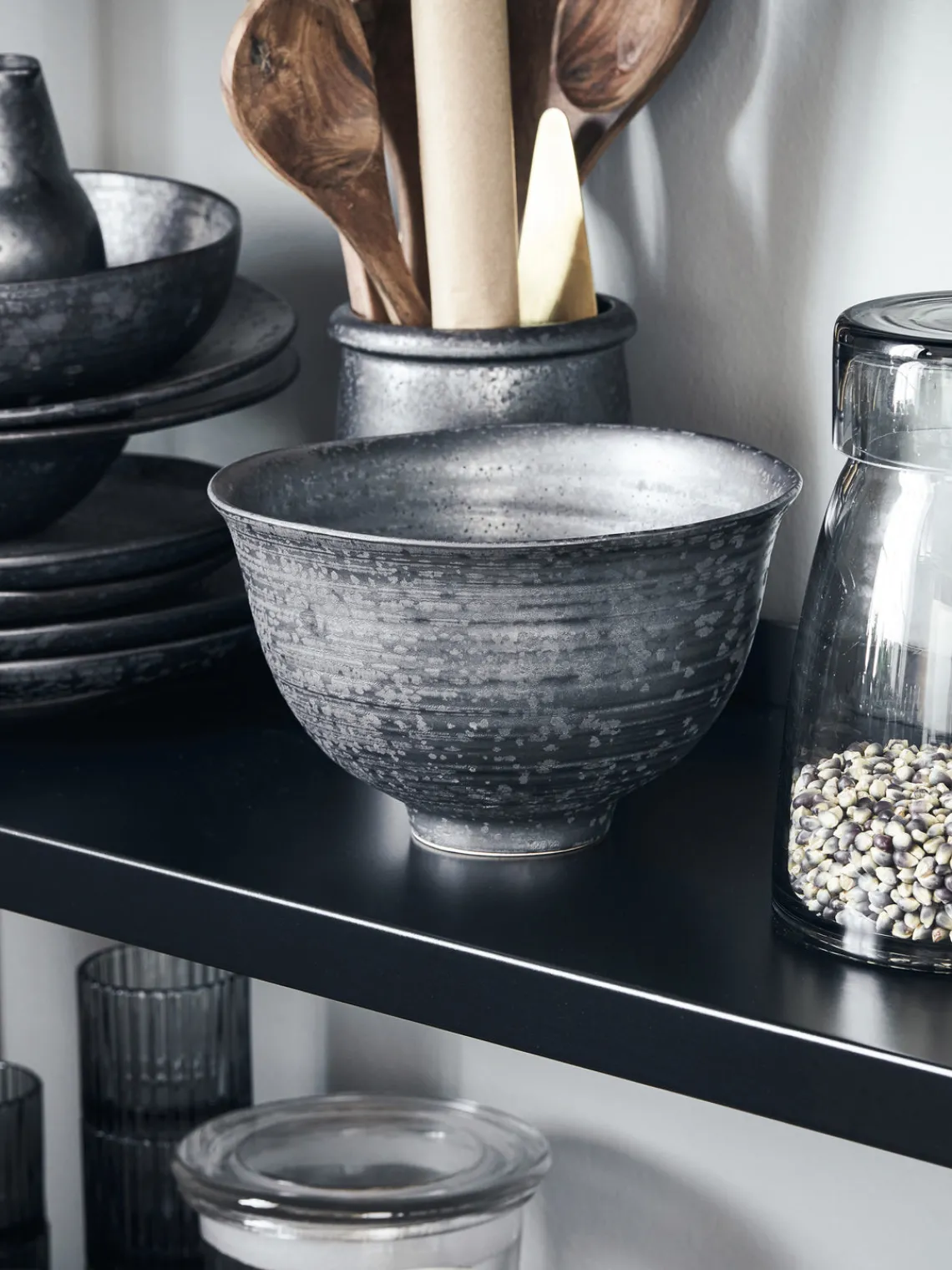 Boles Y Tazones|Vajillas Completas>House Doctor Cuenco Pion Gris antracita jaspeado