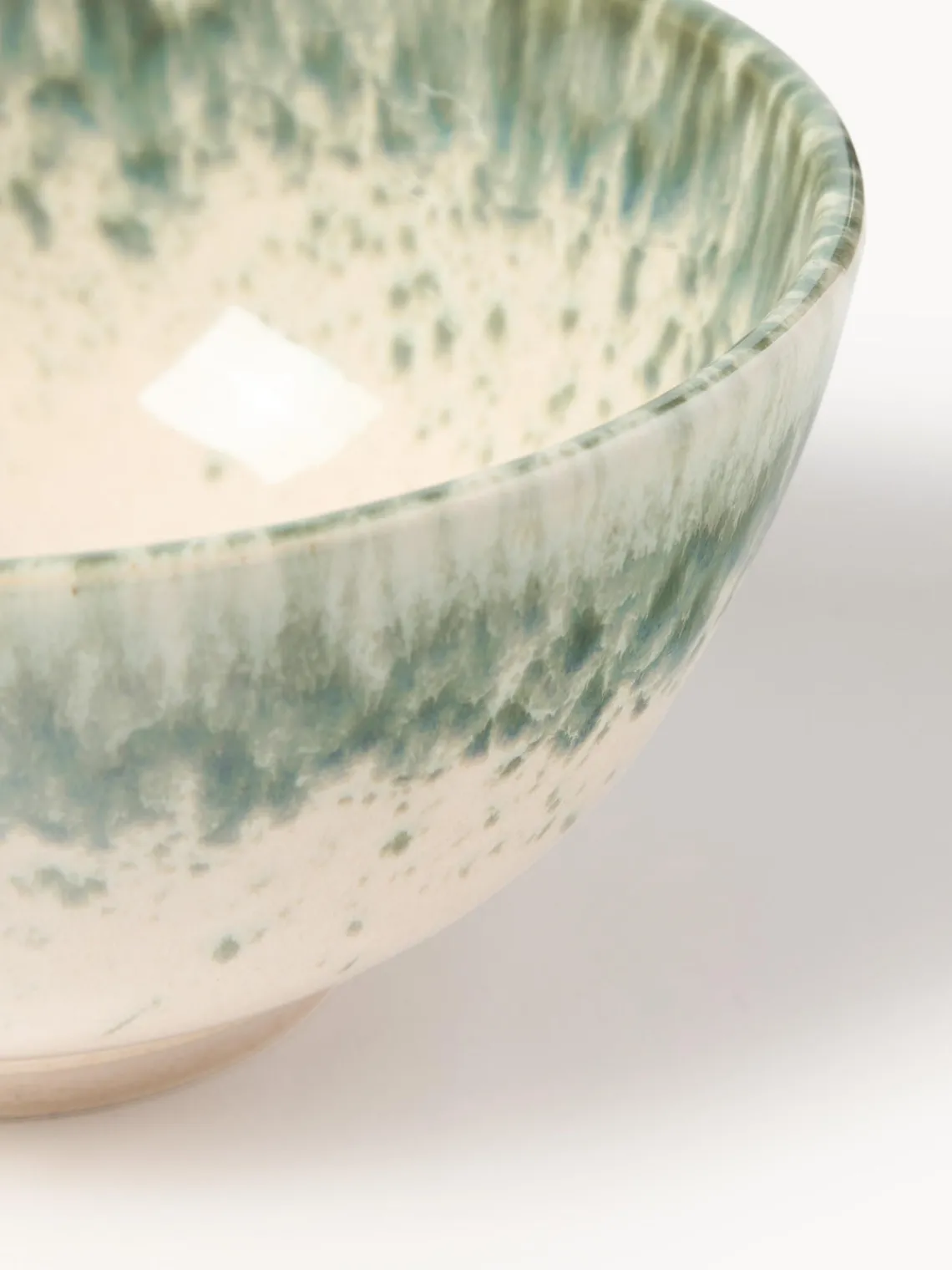 Boles Y Tazones|Vajillas Completas>Westwing Collection Cuencos artesanales Bernardo, 4 uds. Beige claro, verde salvia