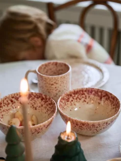 Boles Y Tazones|Vajillas Completas>Westwing Collection Cuencos artesanales Bernardo, 4 uds. Beige claro, rojo vino