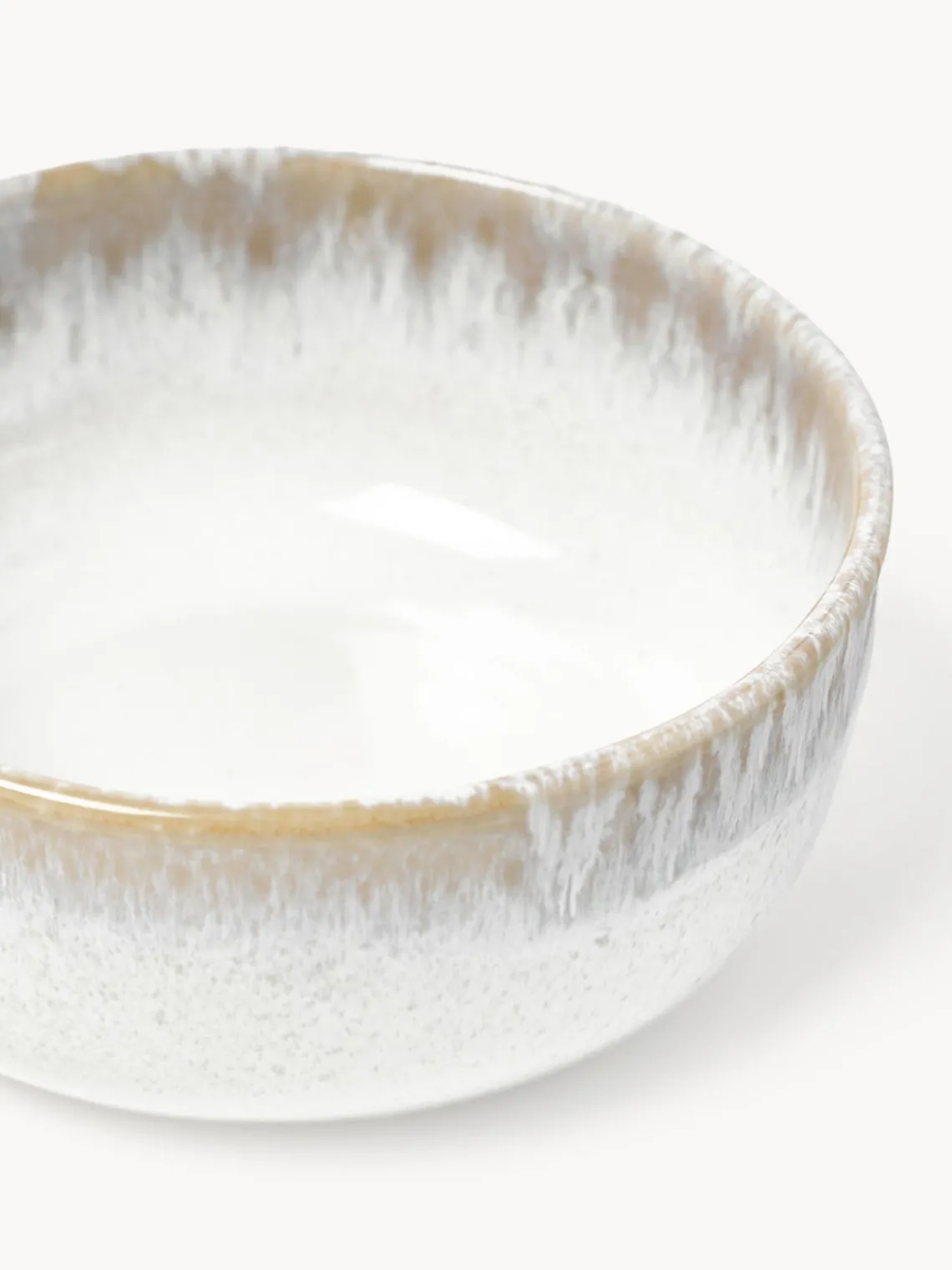 Boles Y Tazones|Vajillas Completas>Westwing Collection Cuencos artesanales con esmalte reactivo Danza, 4 uds. Blanco, tonos beige, con gradiente de color