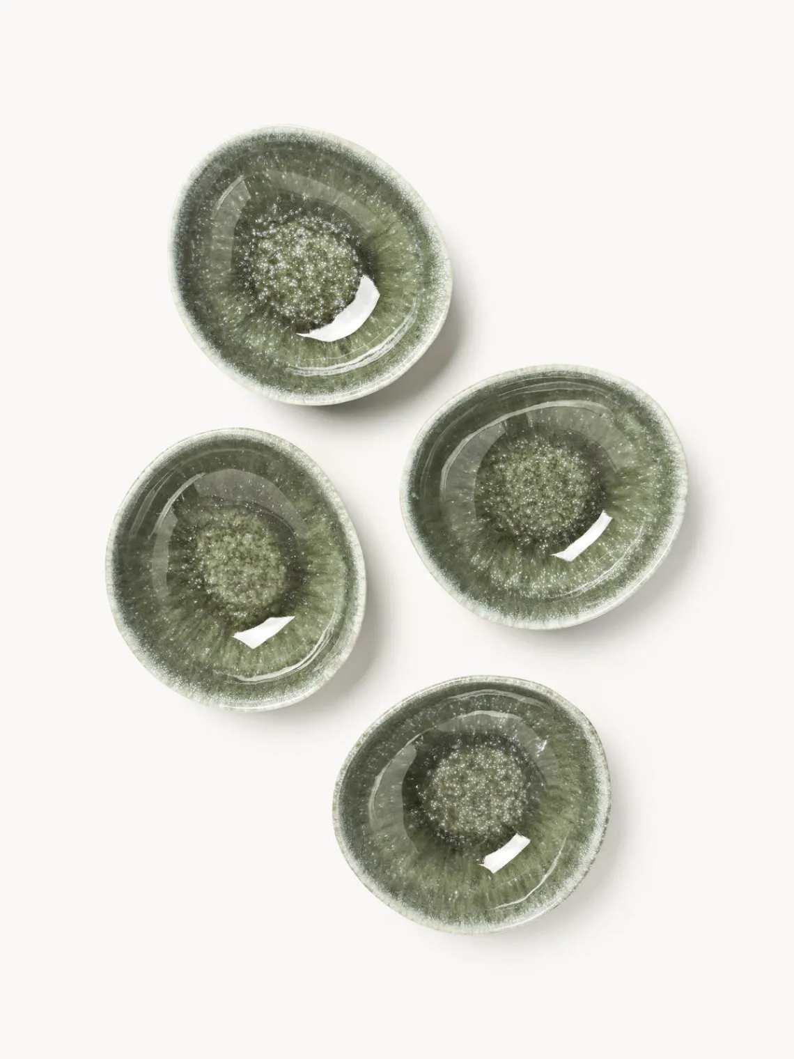 Boles Y Tazones|Vajillas Completas>Westwing Collection Cuencos artesanales con forma orgánica Macey, 4 uds. Tonos verdes brillante