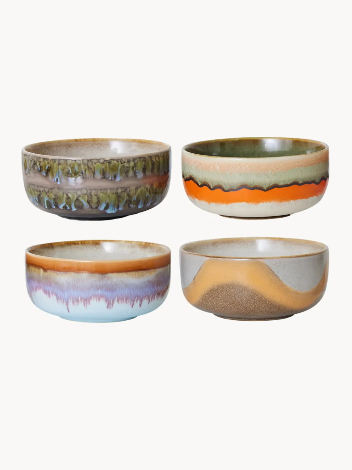 New Cuencos artesanales de gres 70's, 4 uds. Boles Y Tazones|Vajillas Completas