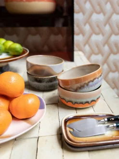 New Cuencos artesanales de gres 70's, 4 uds. Boles Y Tazones|Vajillas Completas