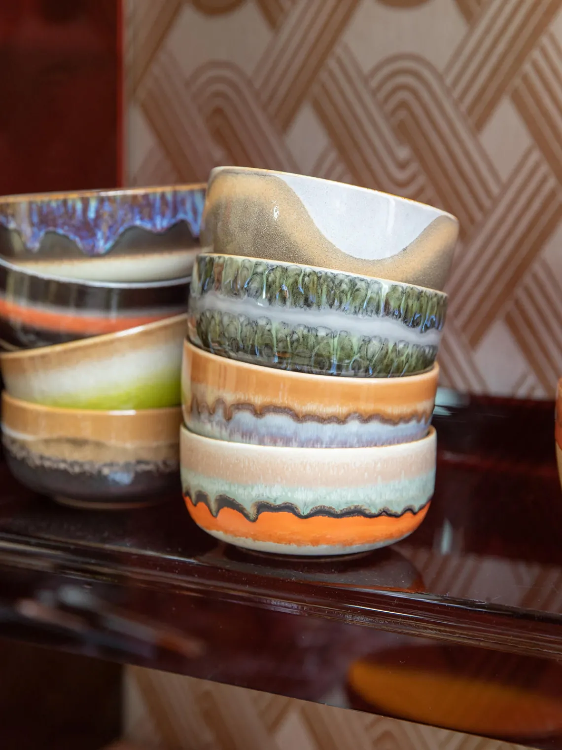 New Cuencos artesanales de gres 70's, 4 uds. Boles Y Tazones|Vajillas Completas