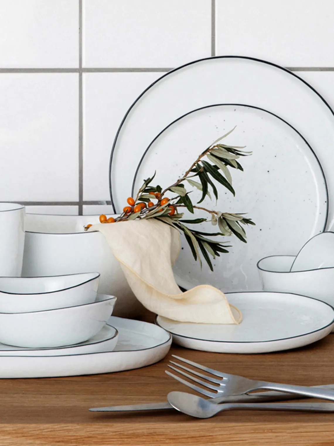 Boles Y Tazones|Menaje De Mesa>Broste Copenhagen Cuencos artesanales de porcelana Salt, Ø 20 cm, 2 uds.