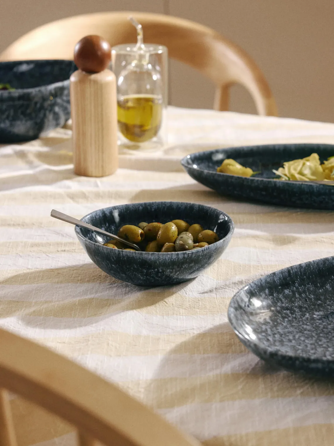 Boles Y Tazones|Vajillas Completas>Westwing Collection Cuencos artesanales en forma orgánica Macey, 4 uds. Tonos grises azulados brillantes