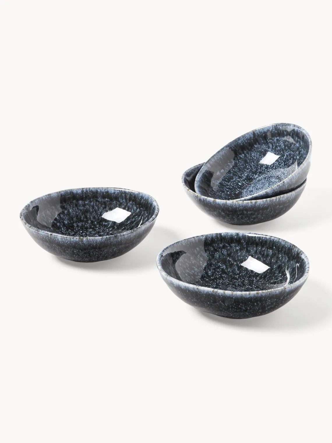 Boles Y Tazones|Vajillas Completas>Westwing Collection Cuencos artesanales en forma orgánica Macey, 4 uds. Tonos grises azulados brillantes