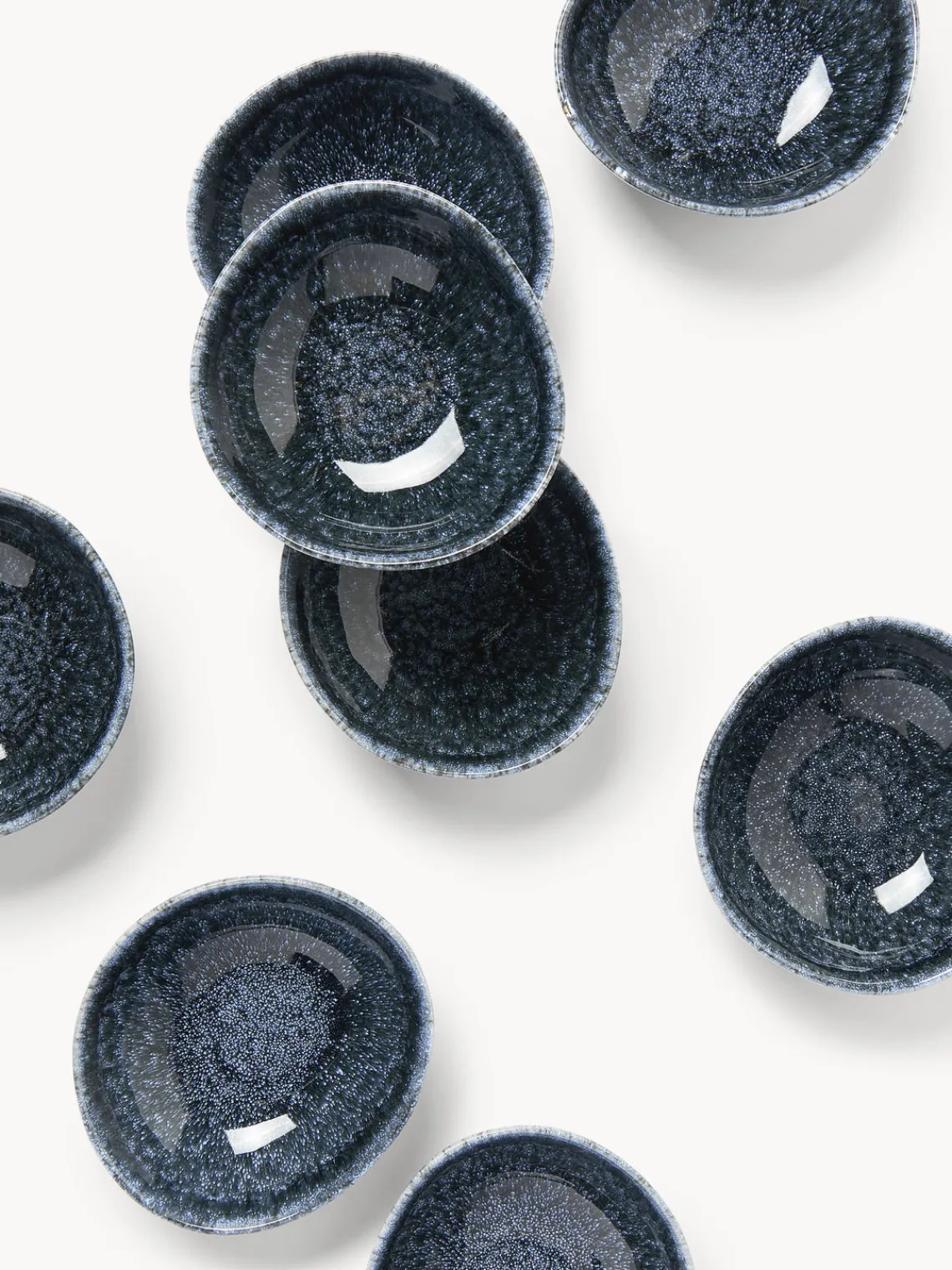 Boles Y Tazones|Vajillas Completas>Westwing Collection Cuencos artesanales en forma orgánica Macey, 4 uds. Tonos grises azulados brillantes