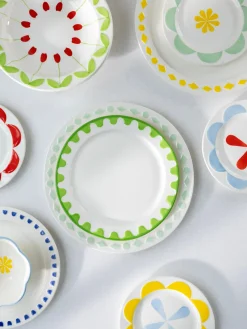 Boles Y Tazones|Vajillas Completas>&k Amsterdam Cuencos artesanales Folk, 2 uds. Blanco Off White, verde, rojo