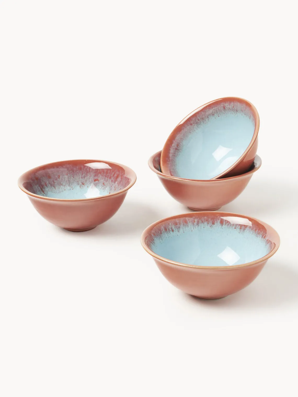 Boles Y Tazones|Vajillas Completas>Westwing Collection Cuencos artesanales Marguerite, 4 uds. Terracota, azul claro