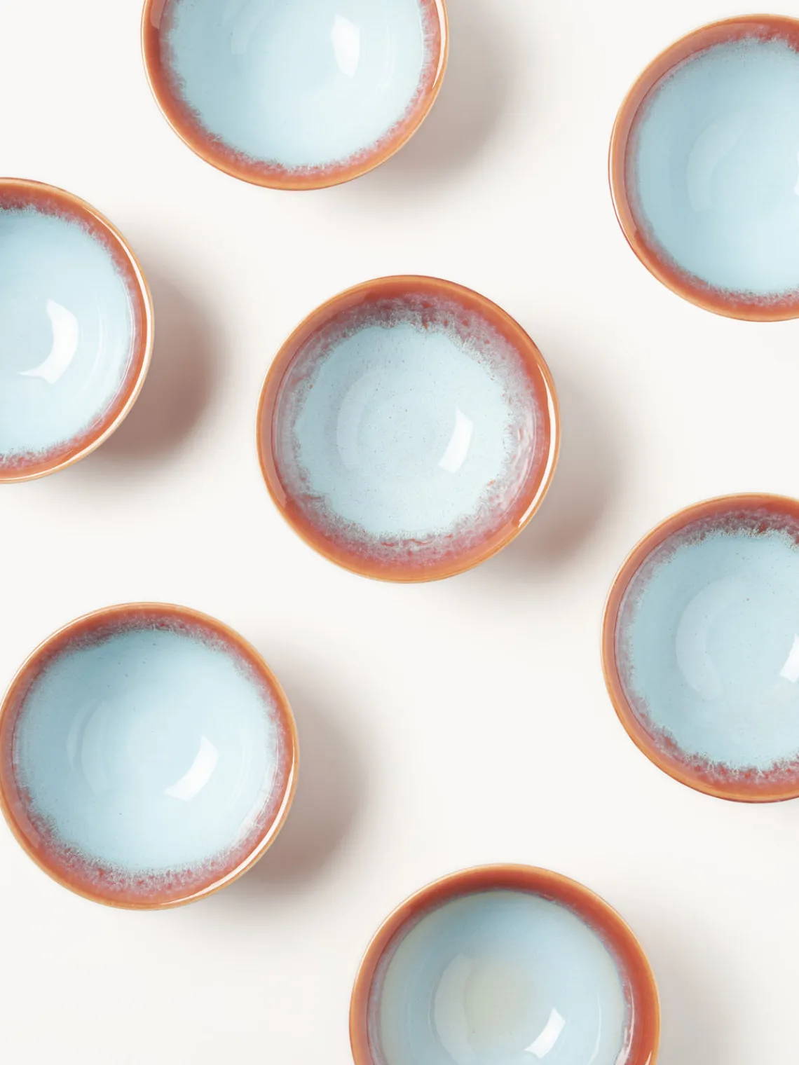 Boles Y Tazones|Vajillas Completas>Westwing Collection Cuencos artesanales Marguerite, 4 uds. Terracota, azul claro